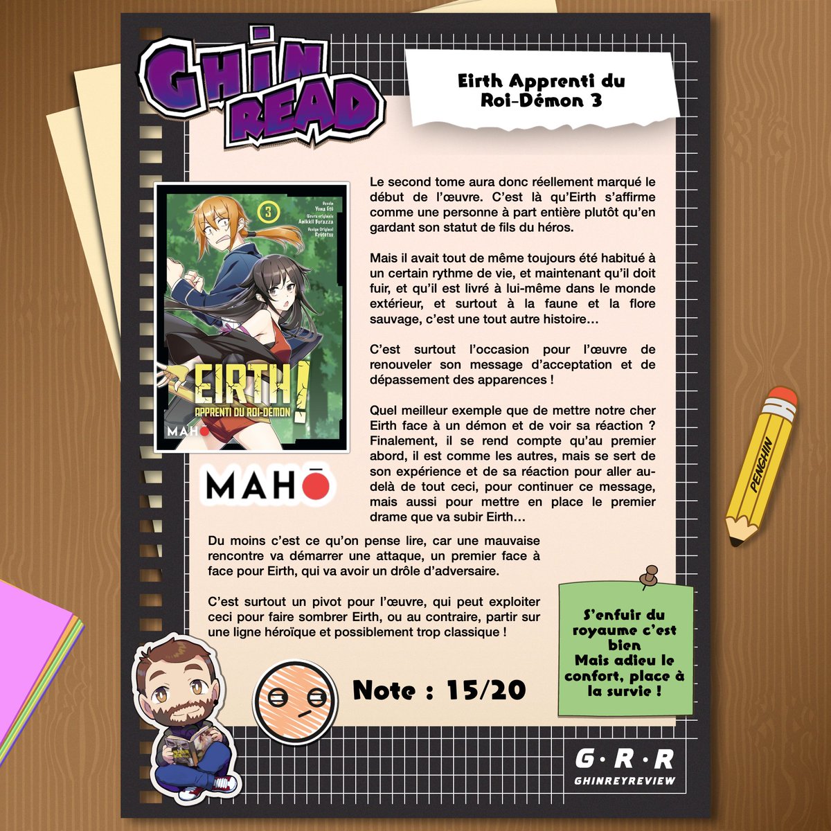 Bonsoir à tous !

On se retrouve pour parler du troisième tome de Eirth Apprenti du Roi-Démon chez <a href="/MahoEditions/">Mahô Éditions</a> !

Le début de l'épopée ?

Réalisé par :
RYUTETSU 竜徹
<a href="/ryuutetusai/">竜徹</a>
Yona ETÔ えとうヨナ
<a href="/eBIDOqDdE875XXk/">えとうヨナ</a>
Burazza ANIKKII アニッキーブラッザー
<a href="/anikkii_burazza/">アニッキーブラッザー@ 冗談で女勇者たちを口説いた大魔王・コミカライズ連載開始</a>