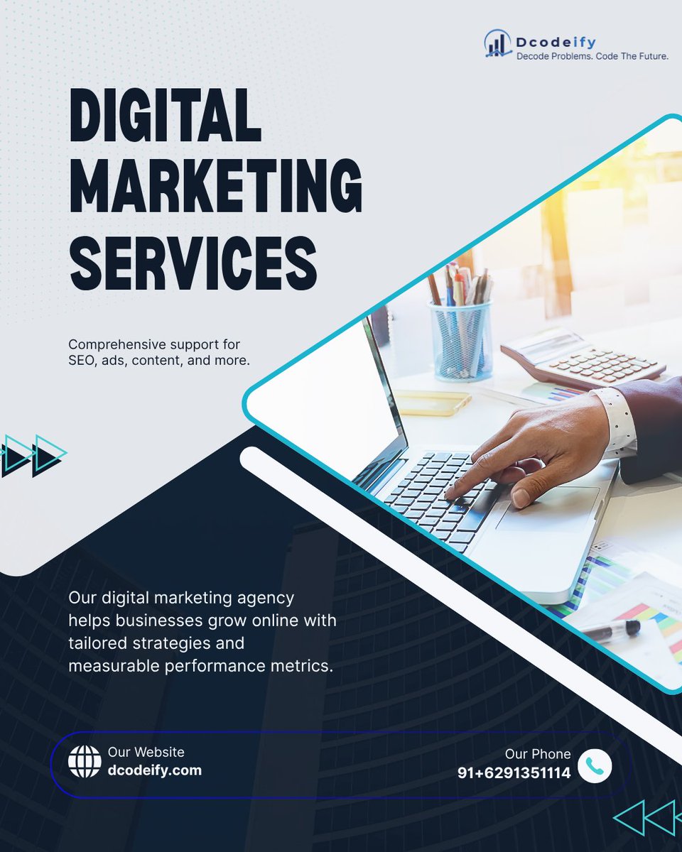 Dcodeify's tweet image. Ready to take your brand to the next level?
At @Dcodeify , we craft data-driven digital marketing strategies that help your business grow online — from SEO to content and beyond.
Let’s decode your digital success today. 📞 +91 6291351114 #DigitalMarketing #SEO #OnlineGrowth