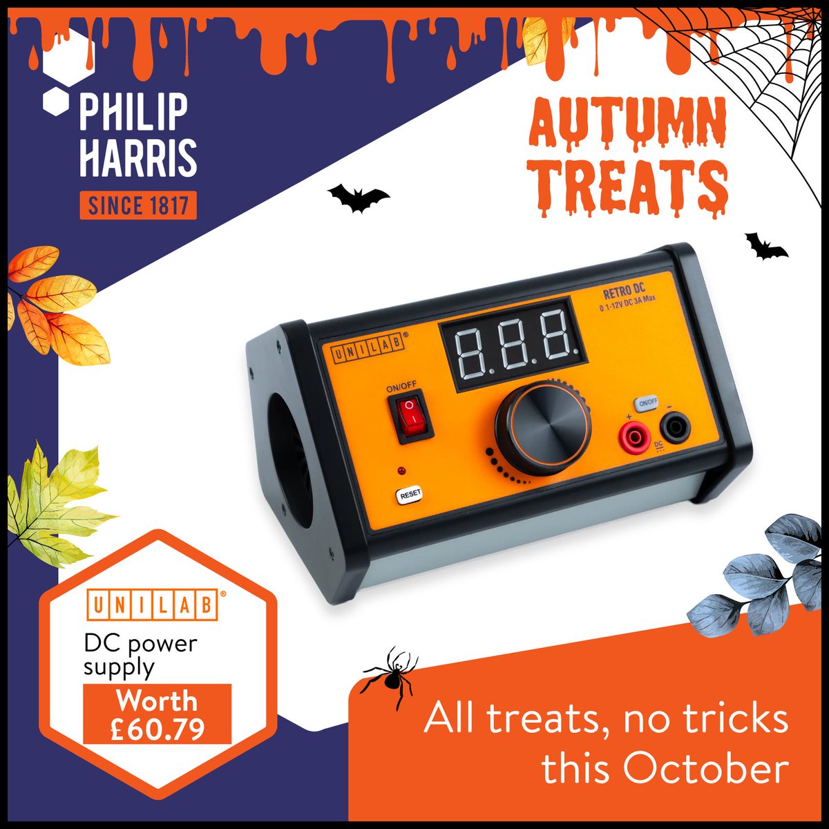 WIN UNILAB prizes this Autumn🍂

Simply order your science resources from Philip Harris between 06.10.25 and 31.10.25 to enter the draw to win

All entrants get a 20% discount on one order between 01.11.25 and 30.11.25

Head to our website for another chance to enter

Ts&amp;cs apply