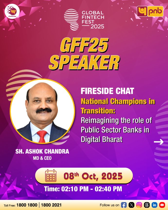 pnbindia's tweet photo. We’re all geared up for Global Fintech Fest 2025!
Join us as our leaders share their valuable insights. See you there!
@GffFintechfest 

#GlobalFintechFest #Banking #FutureOfFinance #InnovationInFinance #DigitalEconomy #FintechCommunity #GFF2025 #PNB https://t.co/35RwE88wAn