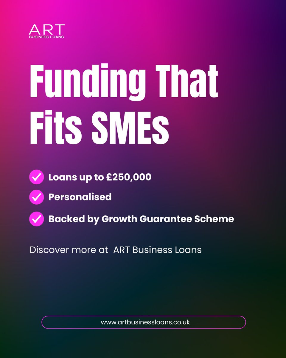 Businesses deserve funding that works for them. At ART Business Loans, we specialise in providing flexible loans up to £250,000 to help businesses achieve their goals. Discover how we can help at artbusinessloans.co.uk

#BusinessFinance #FundingSupport #SMESuccess