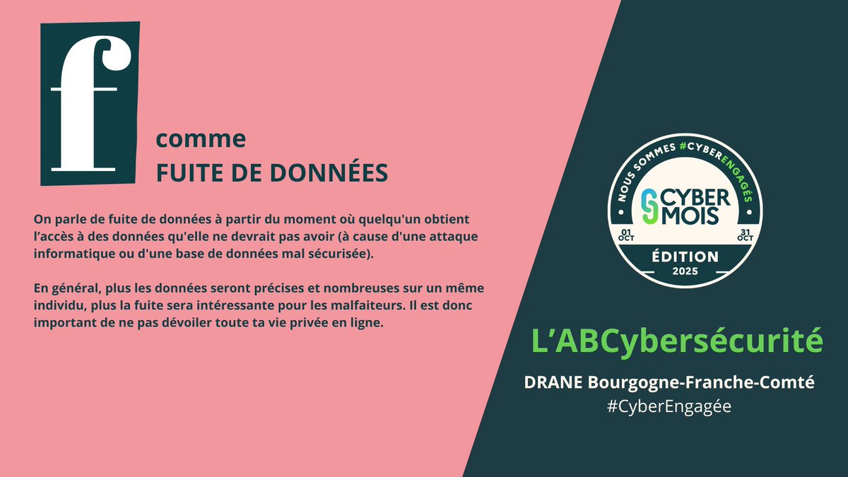 J6 : 🔠 F comme FUITE DE DONNÉES