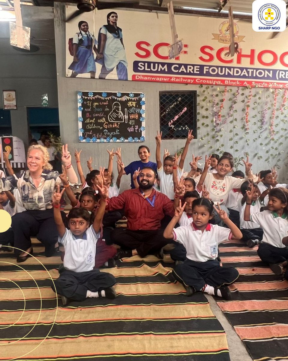 sharpngo's tweet photo. A cheerful morning filled with smiles, learning, and connection! 🌞
At Slum Care Foundation School,.spent a delightful day engaging with students through fun activities on hygiene, nutrition, environment, and road safety. 🌿💧🥗
#SHARPNGO #EmployeeEngagement #CSR #CommunityImpact https://t.co/efeO6vf7Ah