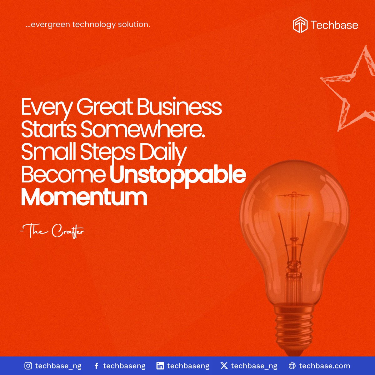 techbase_ng's tweet image. From humble beginnings come powerful outcomes. Start now, grow daily. 🌱
#MotivationalMonday #Techbase #TechbaseNigeria #startnow #growthegame #growth