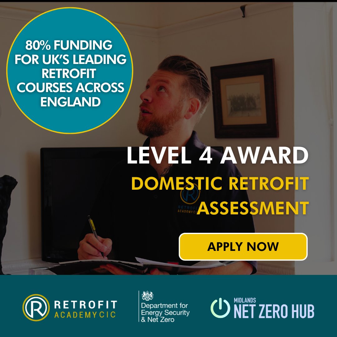 retrofitacademy's tweet image. Domestic Energy Assessors - now’s your chance!
Upskill with the Level 4 Award in Domestic Retrofit Assessment 🏡⚡

✅ Up to 80% funded through the Warm Homes Skills Programme
✅ Expand beyond EPCs
✅ Future-proof your career in retrofit

Apply now 👉 loom.ly/NGzsfJo