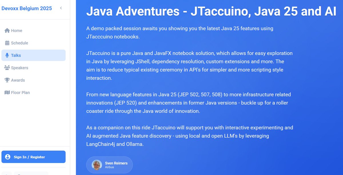 DeepNetts's tweet image. Don’t miss Sven Reimers’ session at #Devoxx Belgium!
See how #JTaccuino, a pure #JavaFX notebook integrates with Deep Netts to bring AI and neural networks directly into Java.
📍 Monday, Oct 6 | 16:50–17:20 | Room 9
💡 Java Adventures — JTaccuino, Java 25 and AI
#Java #AI