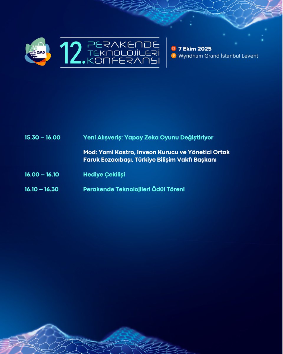 zmd_org's tweet image. 🔊 Yarın 12. Perakende Teknolojileri Konferansı’nda, perakendenin geleceğini konuşacağız.

🗓️ 7 Ekim 2025, Salı
📍 Wyndham Grand İstanbul Levent
✒️ Detaylı bilgi, program ve kayıt için&amp;gt;&amp;gt; zincirmagazalar.org/?page_id=3982

#zincirmağazalarderneği #zmd #perakendeteknolojileri #PTK25
