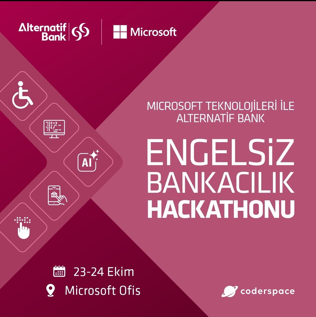 23–24 Ekim’de Microsoft İstanbul Ofisi’nde, engelli bireylerin bankacılık deneyimlerini kolaylaştıracak çözümler geliştiriliyor.

🏆 Ödüller: 100K / 50K / 30K TL
👥 2–5 kişilik öğrenci ekipleri
📅 Son başvuru: 13 Ekim

Başvur: coderspace.io...