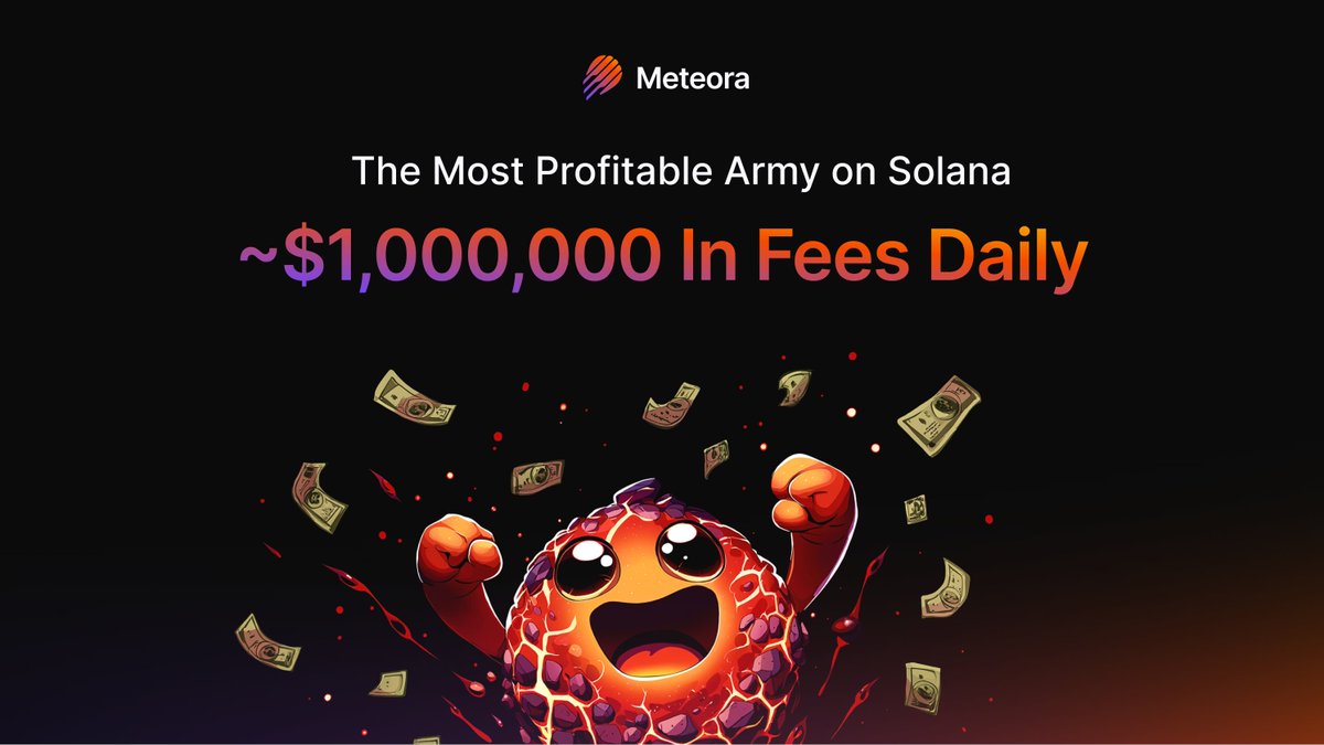 Meteora LP Army 在 Solana 上庆祝每日 100 万美元手续费