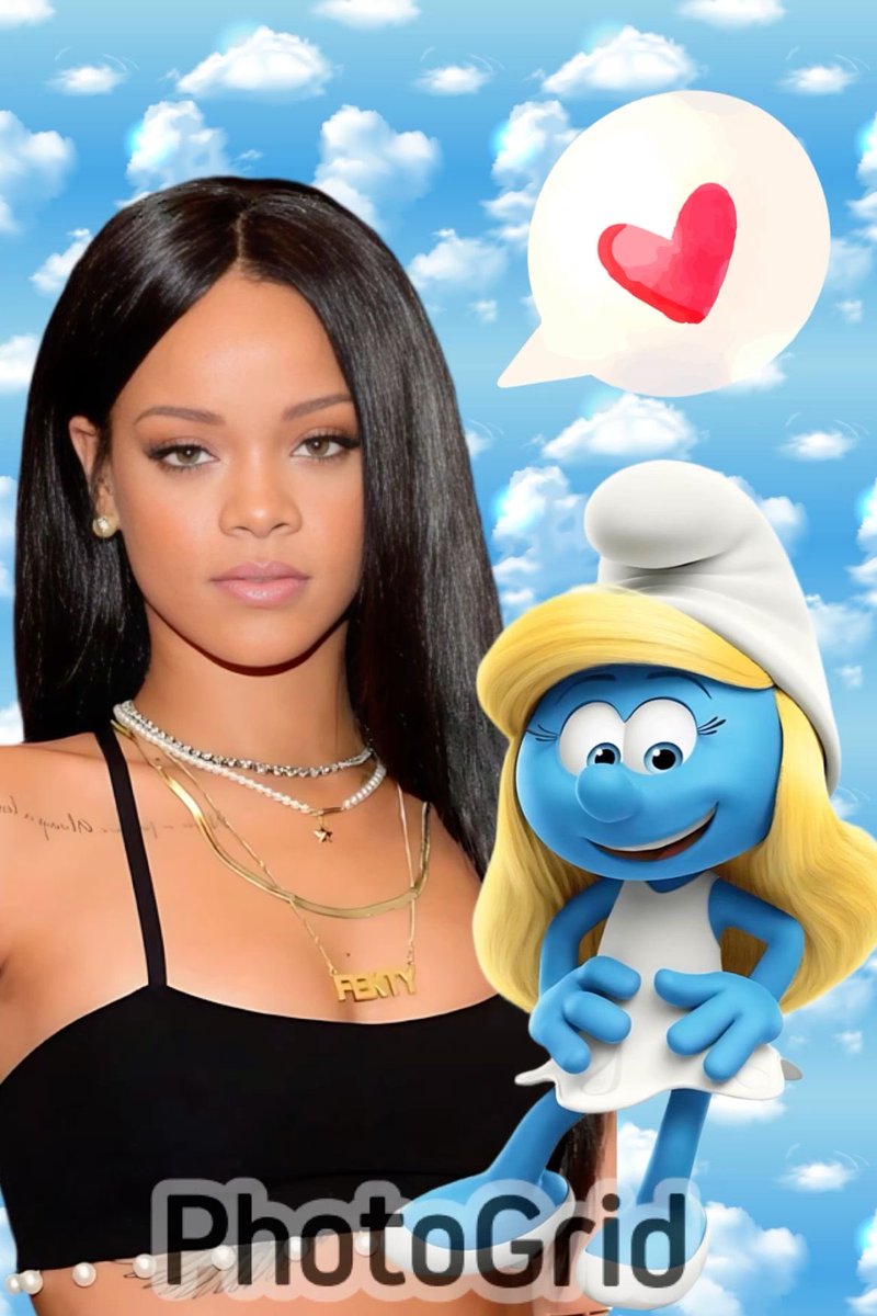 aliencokezero's tweet image. rhianna is smurfette