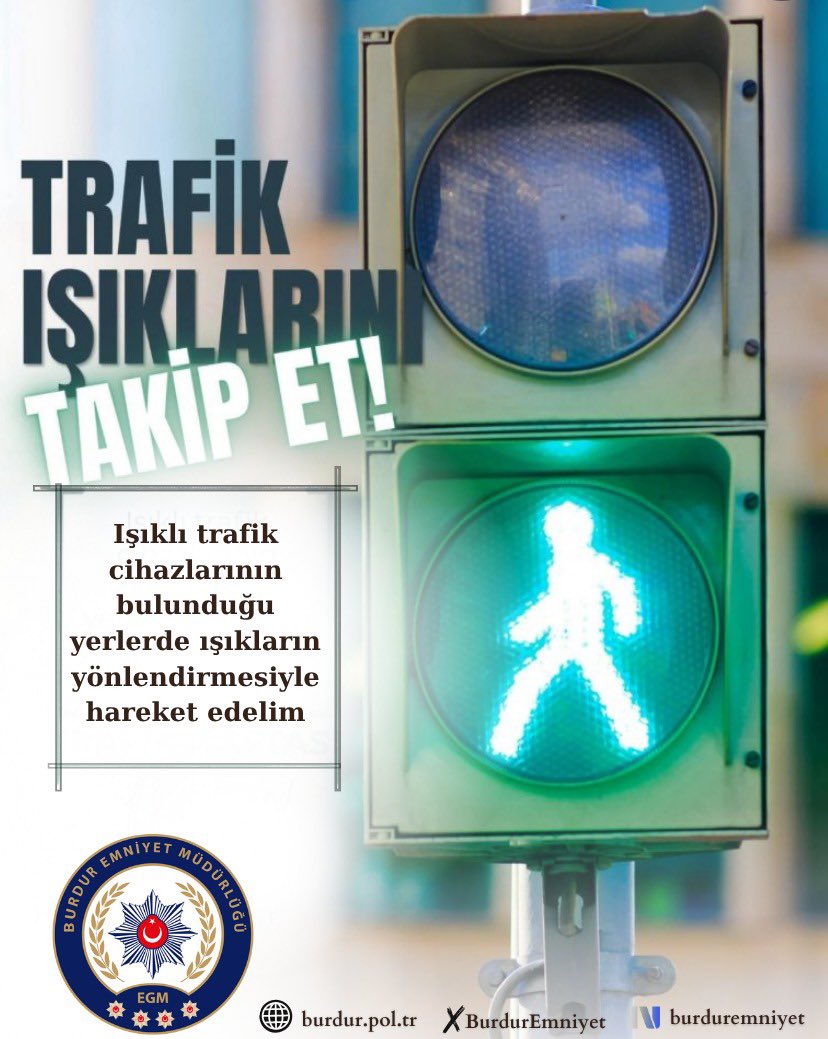 Trafik Işıklarını Takip Et ❗️
Işıklı trafik cihazlarının bulunduğu yerlerde mutlaka ışıkların yönlendirmesine göre hareket edin. 🚦
Unutmayın, bir anlık ihmal hayatlara mal olabilir ❗️

<a href="/Burdurvalilik/">T.C. Burdur Valiliği</a> 
<a href="/TrafikEgm/">EGM Trafik</a> 
<a href="/AhmetKurt__27/">Ahmet KURT</a>
