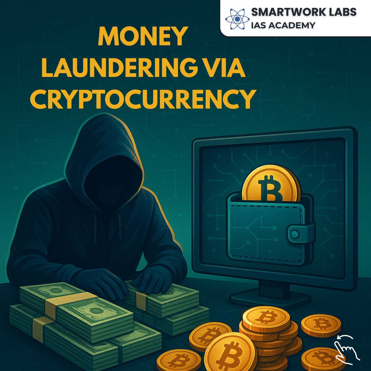 Smartwork_Labs's tweet image. 💰 Money Laundering via Crypto 🚨

ED busts ₹260 Cr cyber fraud racket — scammers laundered funds via crypto wallets, mixers &amp;amp; hawala.
⚙️ Anonymity + global transfers = perfect crime loop.
👁️‍🗨️ AI-based blockchain tracking is the next frontier.
#CryptoScam #MoneyLaundering