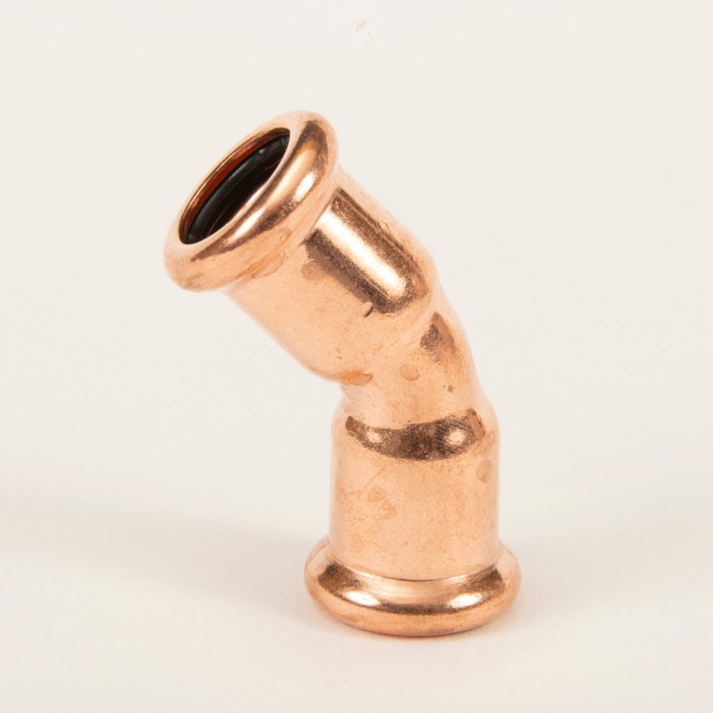 No torch. No faff. Just a proper seal in seconds. Our 15mm 45 Elbow Copper Press Fittings - WRAS approved, built to BS EN 1254-7, and boxed in 10s. Get it done the Flowflex way. #CopperPress #PlumbingTrade #WRASapproved