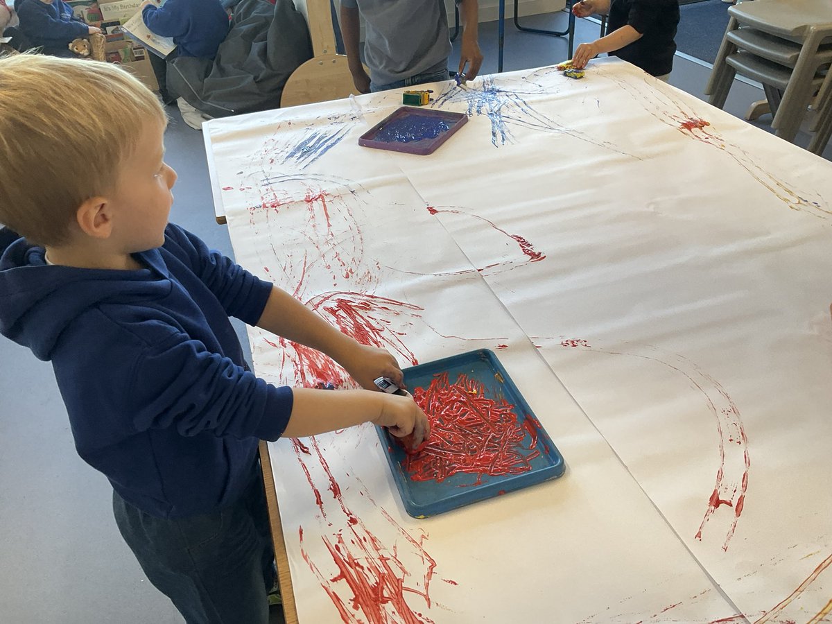 Today in Apple class we have been artists. We explored media and materials, creating tracks using paint and cars.