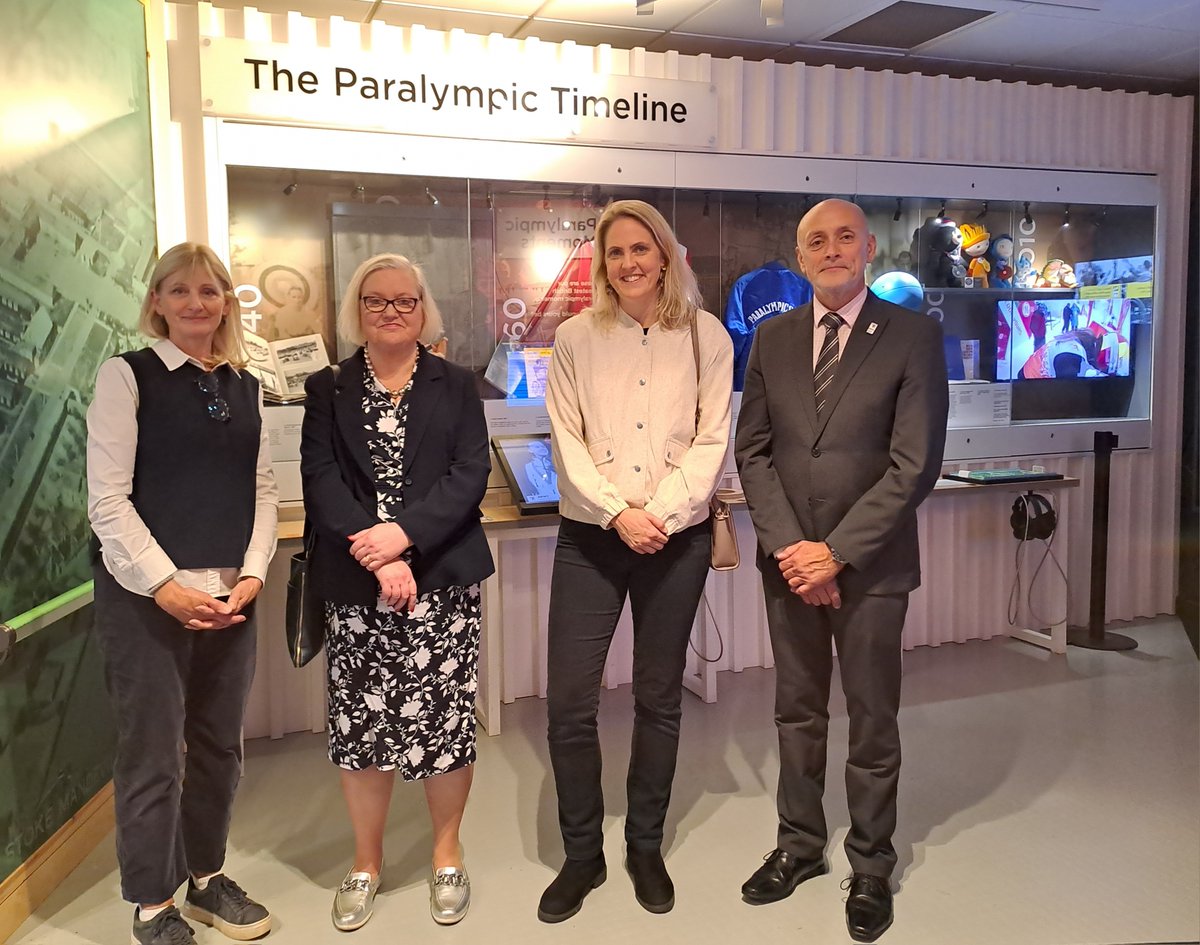 DCMS's tweet image. In her first visits as Museums Minister, last week @fionatwycross visited the inspirational National Paralympic Heritage Trust Museum @ParaHeritage, and saw the spectacular Lenborough Hoard @bucksmuseum in Aylesbury