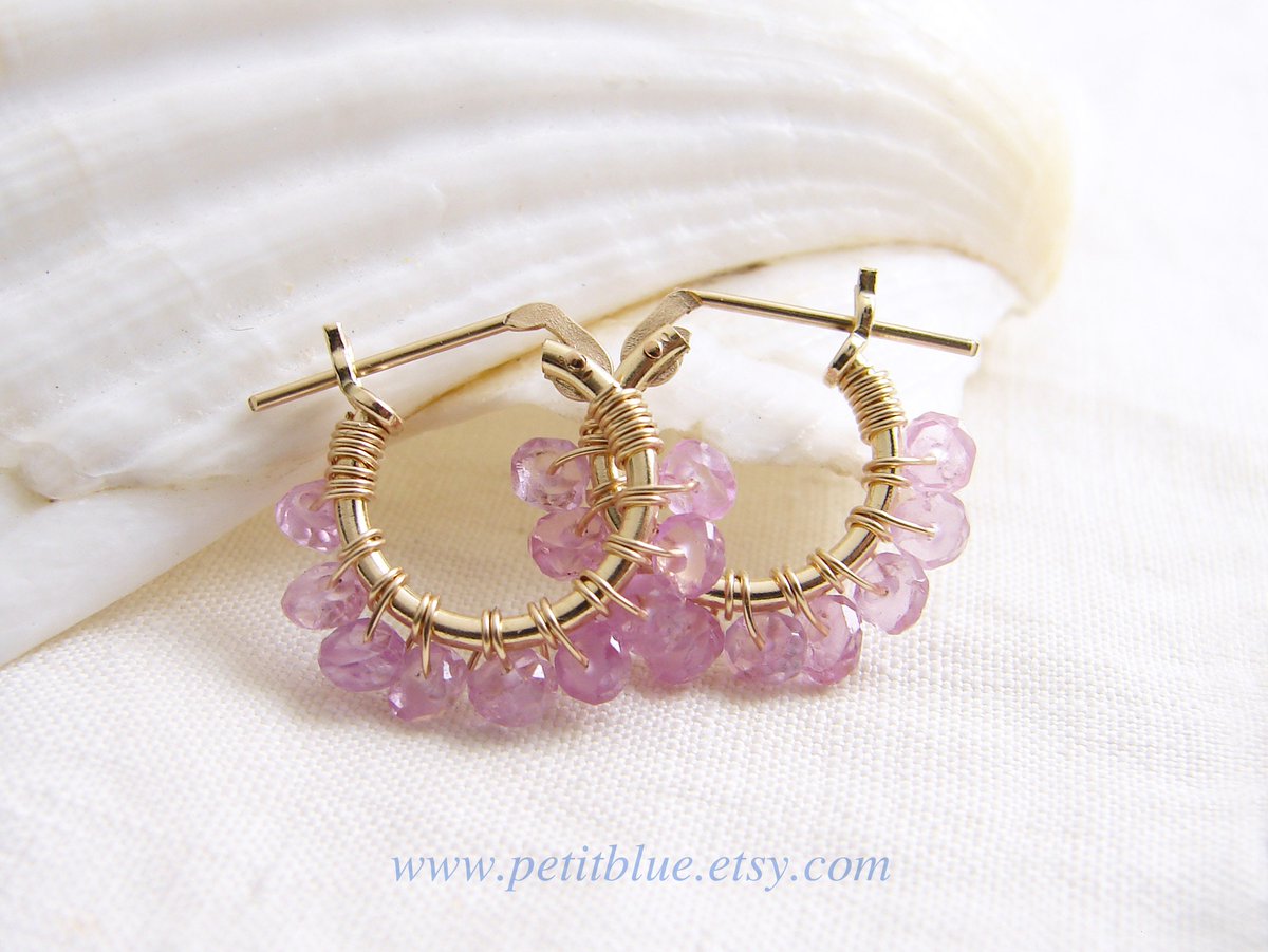 JewelryByMikako's tweet image. September Birthday ~ Pink Sapphire Hoop Earrings ~ Gift for Her ~ Valentine&apos;s Gift ~ 14K GF Earrings ~ Small Hoop Earrings tuppu.net/266dc727  #PinkSapphire