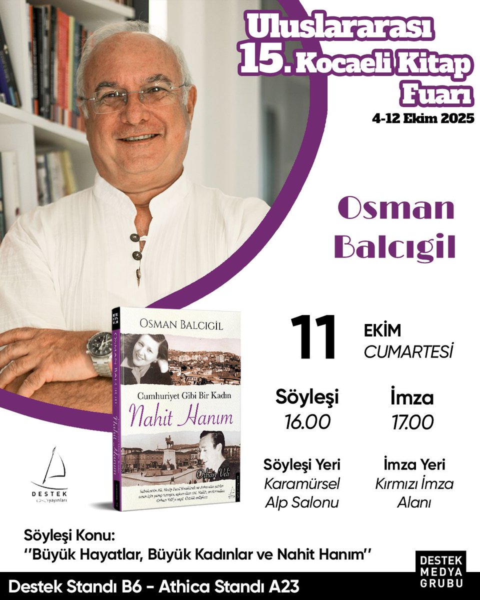 Merhaba sevgili Kocaelili okurlarım. 15. Uluslararası Kocaeli Kitap Fuarı’nda, 11 Ekim Cumartesi günü 13.00’de sizlerle olacağım. Konuşacağımız epey şey var.
Saat 16.00’da Karamürsel Alp Salonu ve 17.00’de Kırmızı İmza Alanı’nda buluşmak dileğiyle.

Şimdilik hoşça kalın.