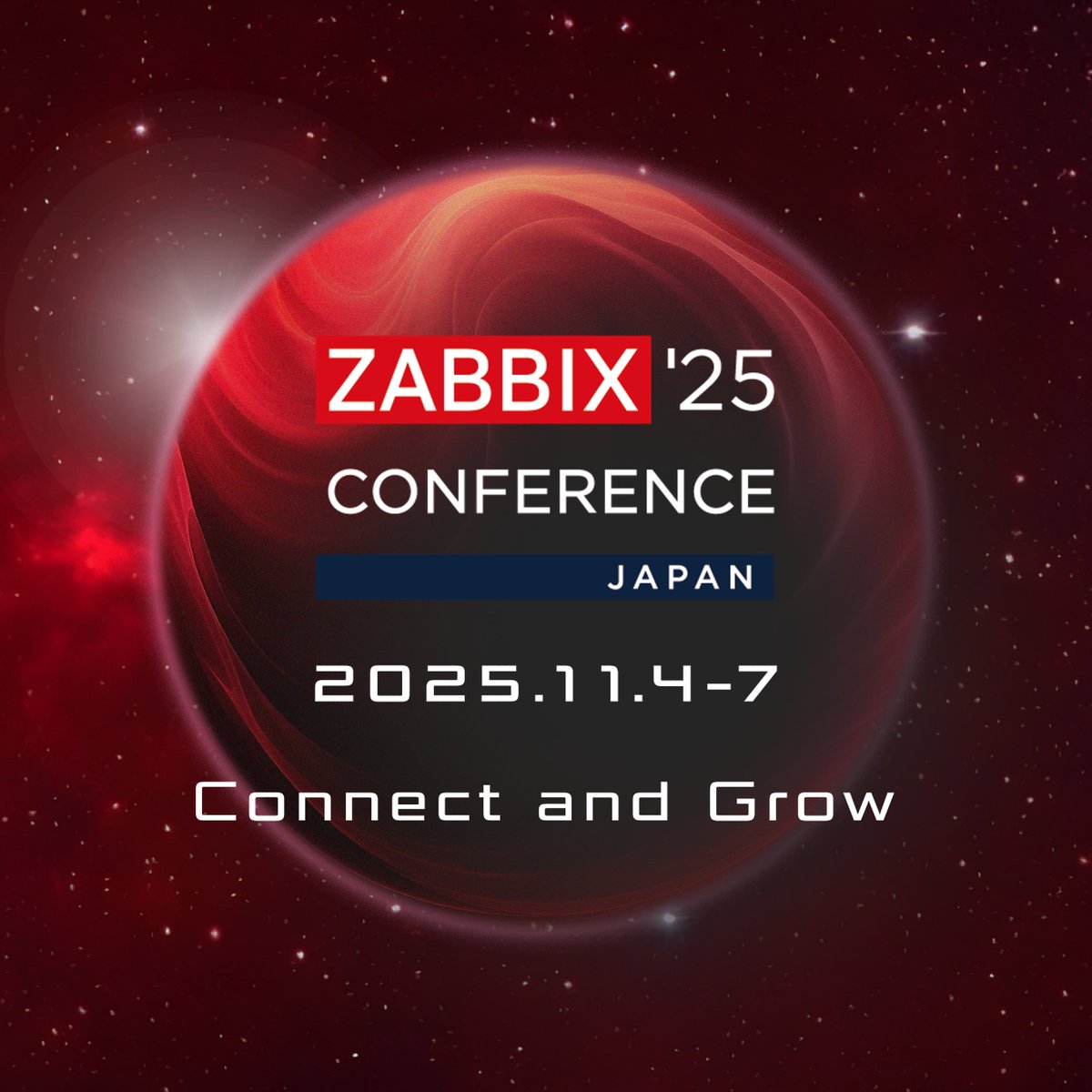 zabbix_jp's tweet photo. ／
🏮 Zabbix Conference Japan 2025 🏮 
参加登録受付スタート！
＼

年に一度の #Zabbix 公式カンファレンス開催です🎉

📅 11/4-5：オンライン開催
📍 11/6-7：東京ポートシティ竹芝でお会いしましょう！

今すぐ参加登録 👉 https://t.co/6cMFKdz8KC

#ZCJ2025 https://t.co/myIK5uhryw