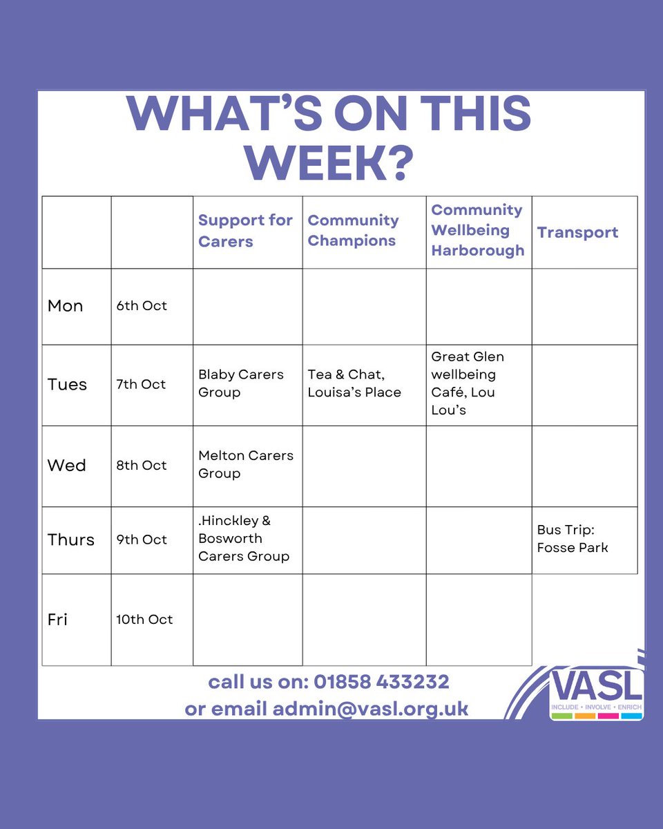 VASL:  Your local charity (@vaslonline) on Twitter photo What's on this week from our VASL projects in and around your area:
#community #makeadifference #thisismycommunity What's on this week from our VASL projects in and around your area:
#community #makeadifference #thisismycommunity