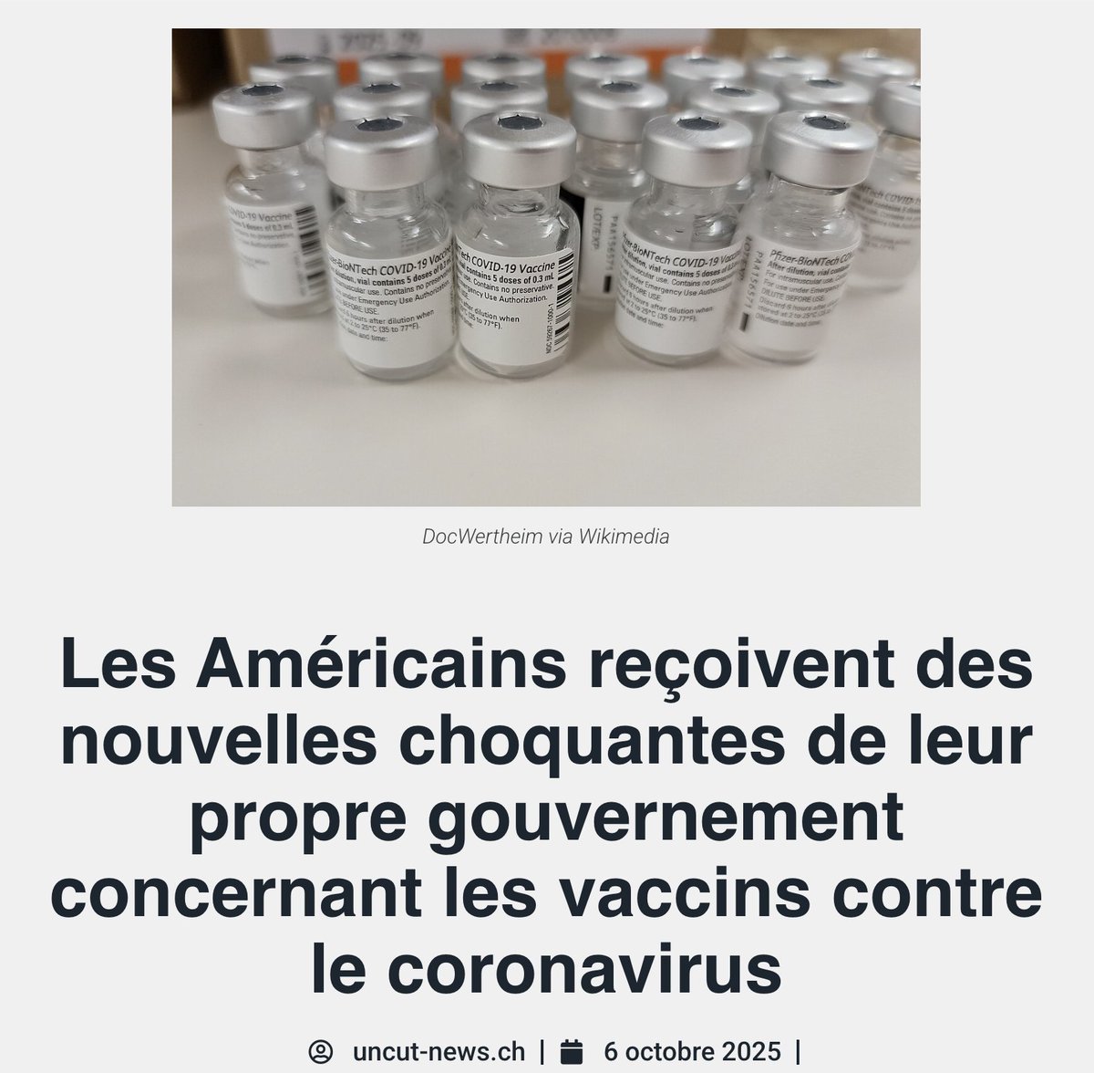 Aux États-Unis, les CDC, à l'instar du RIVM, informeront les citoyens des « risques et incertitudes » liés aux vaccins contre le coronavirus . La brochure d'information, obligatoire avant chaque vaccination, contiendra des informations choquantes pour l'Américain moyen.

Dans la