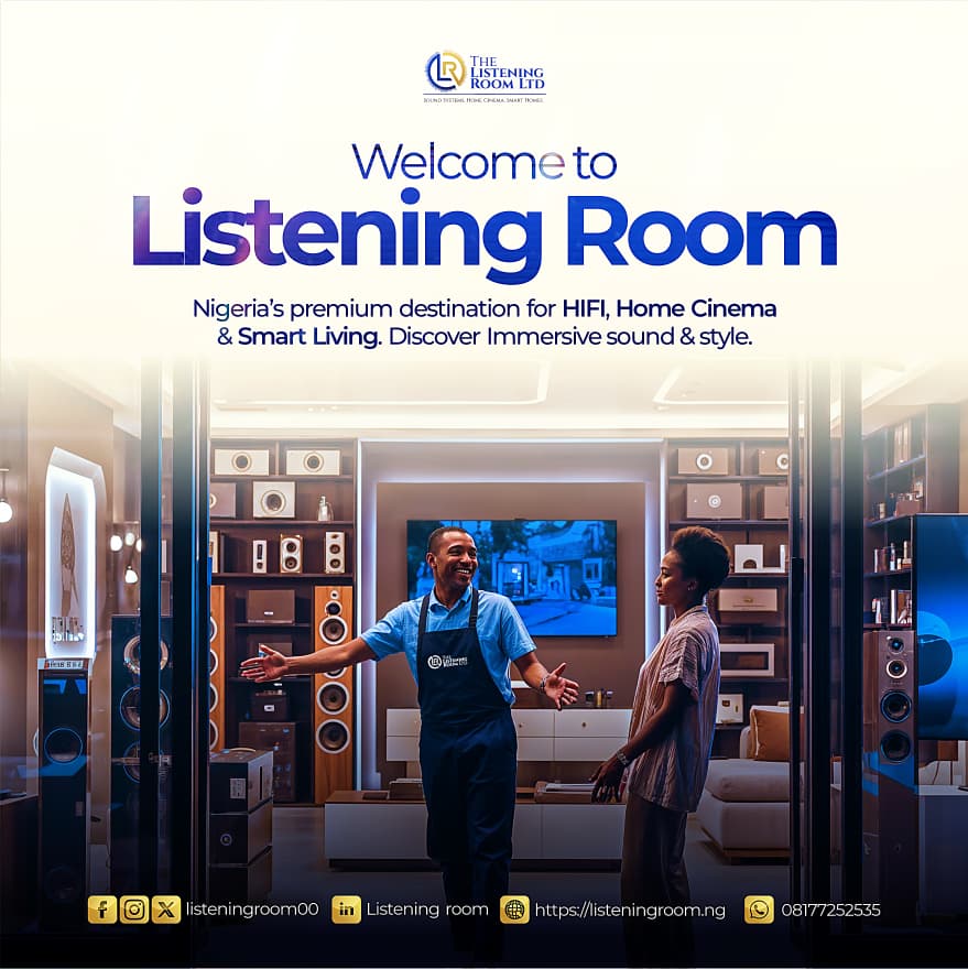 ListeningRoom00's tweet image. Sound. Style. Immersion.
Experience Nigeria’s home for Hi-Fi audio, home cinema &amp;amp; smart living The Listening Room.
#HiFi #SmartLiving #ImmersiveSound #TheListeningRoom