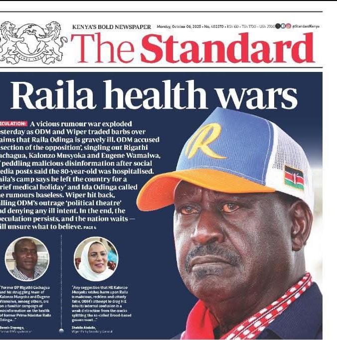 Guys, let’s not fall for rumours 
I’ve seen posts going around saying Raila is sick and in Ulaya that’s not true. His PA has confirmed he’s totally fine and in good health 
Let’s share facts, not fear. Before posting or forwarding anything, let’s always confirm the source
