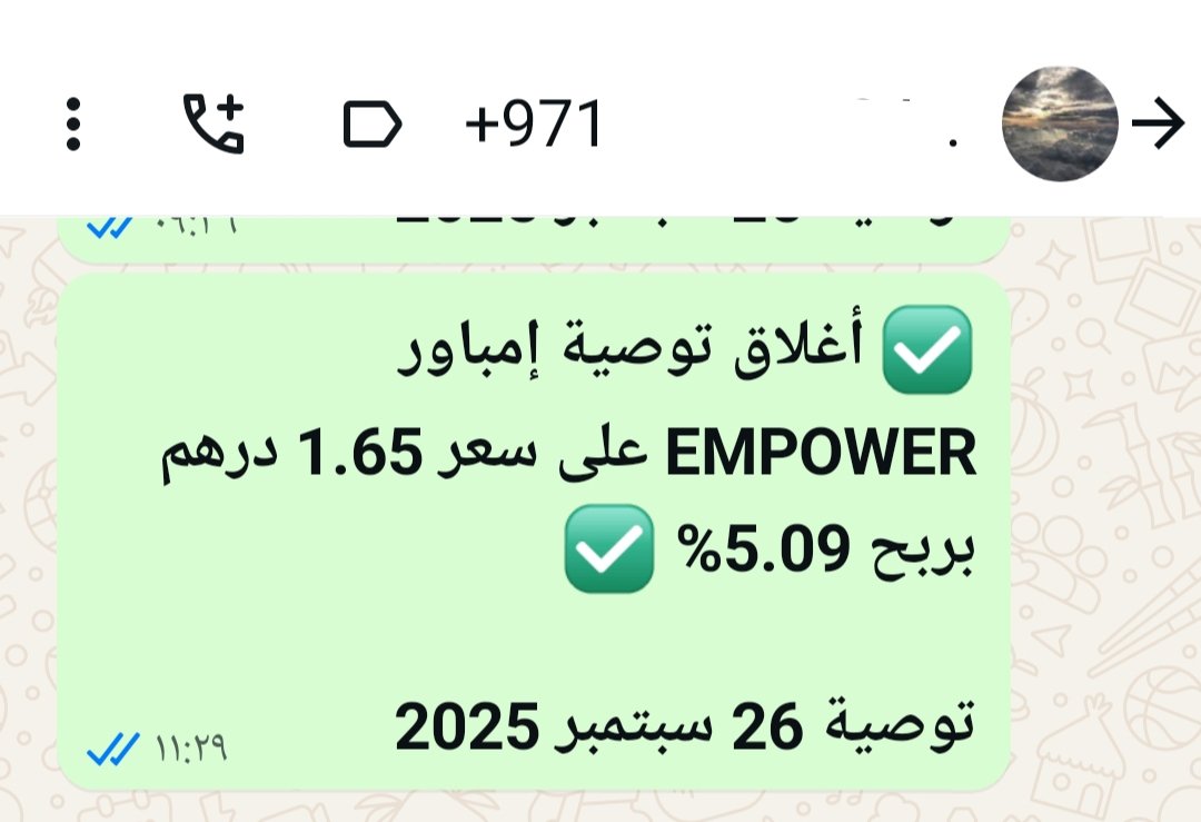 UAE_Stocks20's tweet image. 🇦🇪مؤشر #DFM
سهم #إمباور
#EMPOWER
💫السهم حقق هدف البيع : 1.65 درهم , نسبة ربح 5.09%💫 👌🏻😉