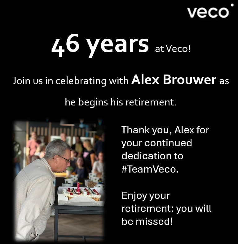 VecoPrecision's tweet photo. After 46 years of service to Veco, we wish Alex Brouwer every happiness on his retirement. Thank you, Alex! https://t.co/E0uqSa9PGg