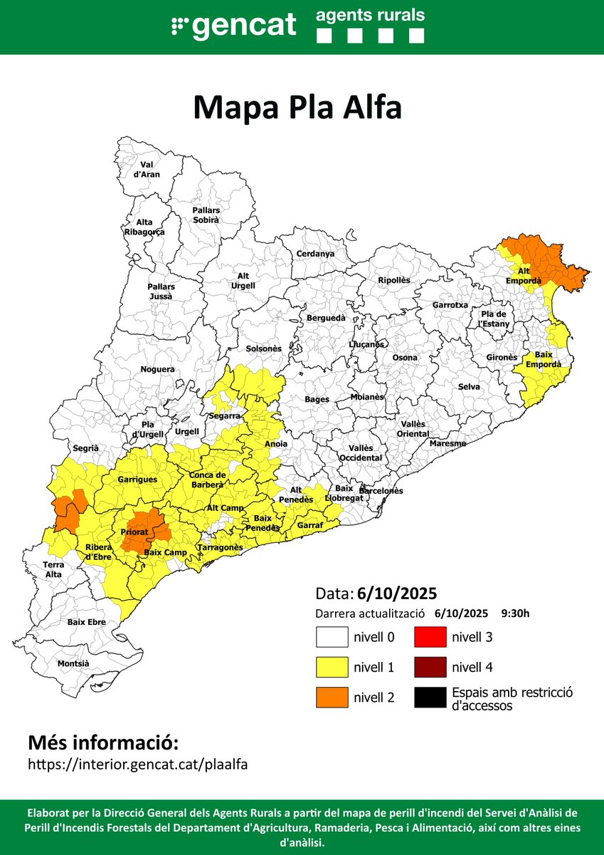 🔴 Aquest és el mapa del #PlaAlfa per avui, dia 06/10/2025
