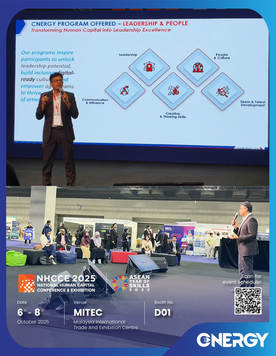 cnergy_mmu's tweet photo. 🌟 Our CEO Kamal Ariffin Khamarudin shared on “Jobs of the Future” at #NHCCE2025.

Honoured by YB Steven Sim’s on-stage greeting — a recognition of CNERGY’s role in building future-ready talent. 🙌

#CNERGY #FutureOfJobs https://t.co/CHfJUfZ5K9