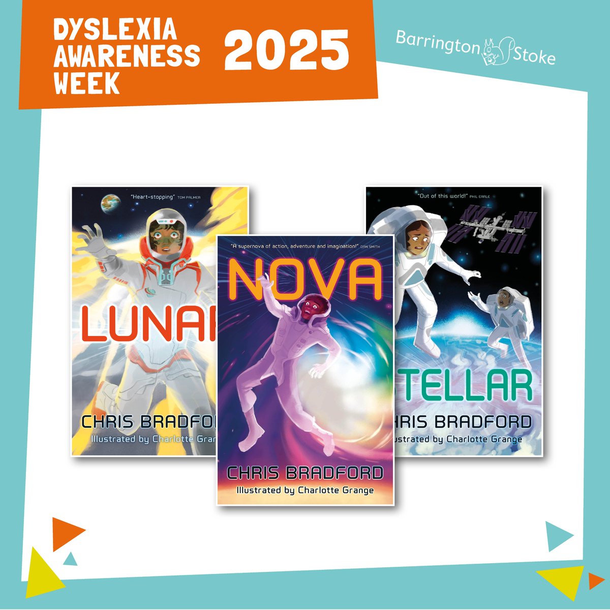 📚 It’s #DyslexiaAwarenessWeek! Proud to team up with <a href="/BarringtonStoke/">Barrington Stoke</a> to create thrilling, dyslexia-friendly space adventures 🚀

🌙 LUNAR (BookBuzz Choice)
⭐ STELLAR (Out Now!)
🌌 NOVA (Launching Feb 2026)

Reading should be universally accessible 💥