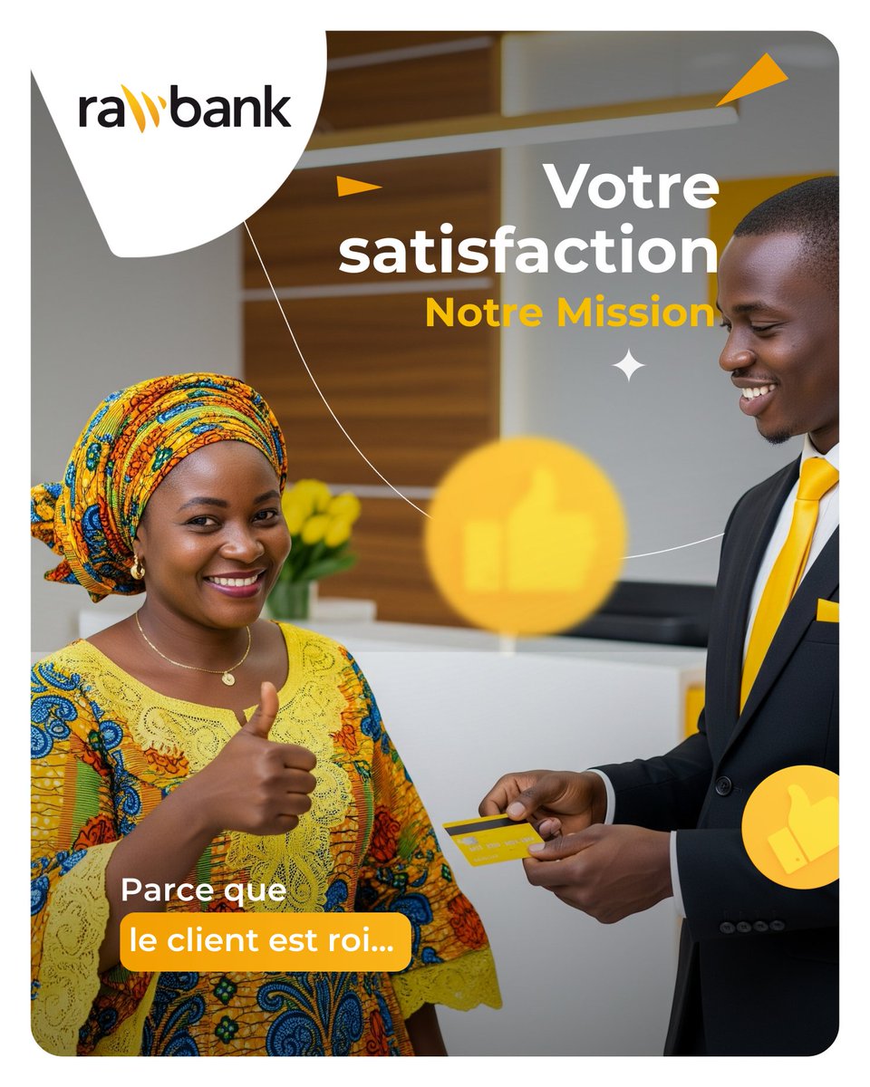 #SEMAINECLIENT

Chez Rawbank, chaque action que nous posons a un seul objectif : vous satisfaire. 
À l’occasion de la Semaine Client, nous réaffirmons notre engagement : notre mission, votre satisfaction. 

Merci de nous faire confiance chaque jour. 💛

#Rawbank #RDC