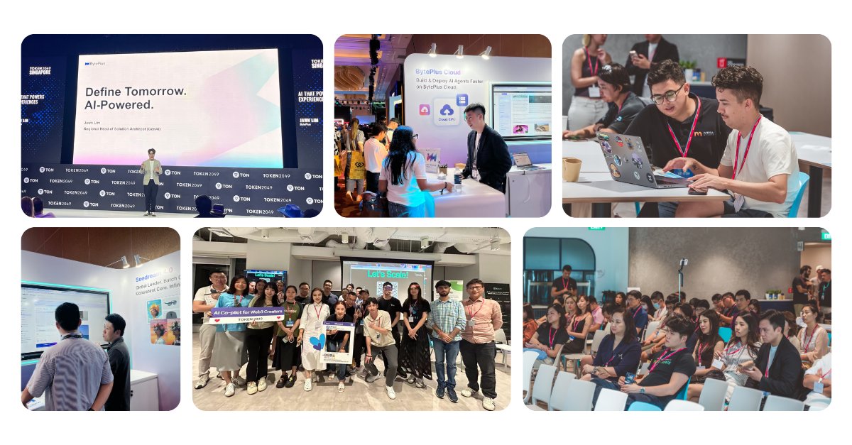 BytePlusGlobal's tweet image. Last week was a powerful reminder of how fast AI space is evolving.
From the conversations at TOKEN2049 Singapore to the vibrant community at our networking events, we saw incredible energy, ideas, and collaborations taking shape. 🚀
A big thank you to everyone who joined us…
