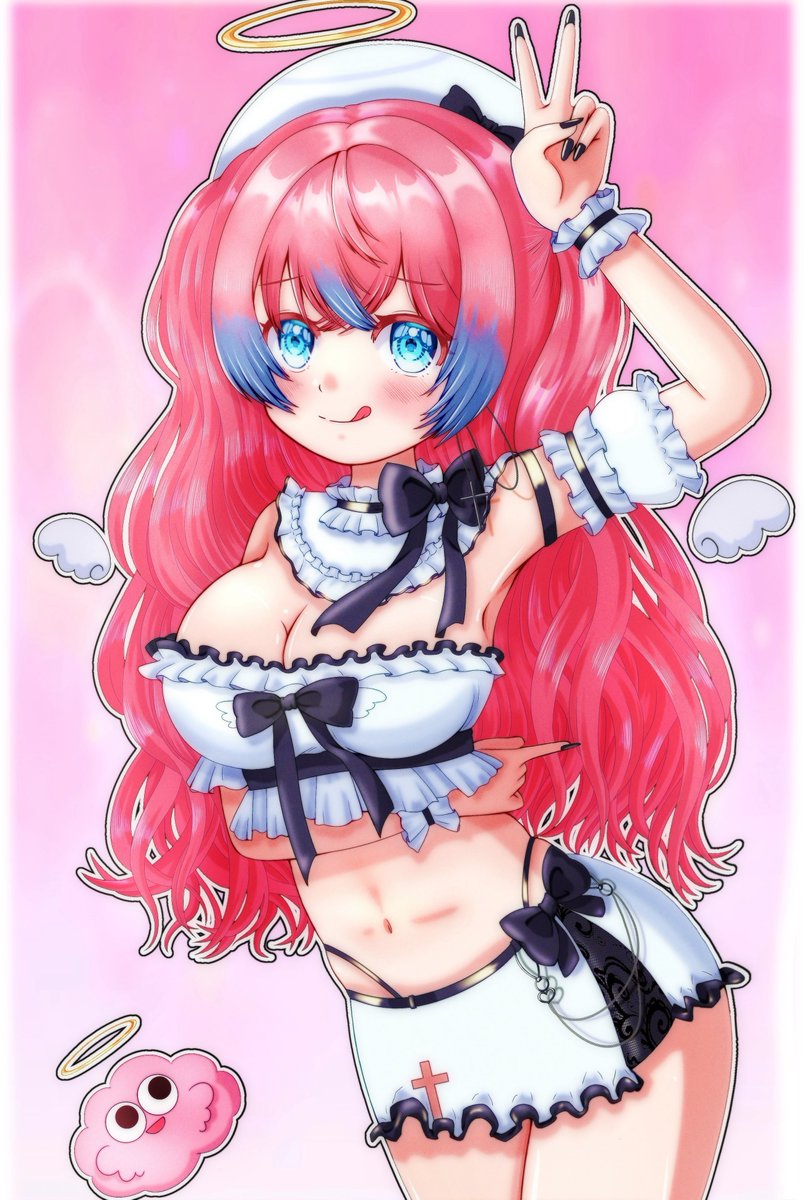 #夢見てとびらちゃん
 #天使の日

今日は天使の日！(2日遅刻)
可愛くておもしれぇ神絵師のニート天使Vの
夢見とびらちゃん🍺🚪