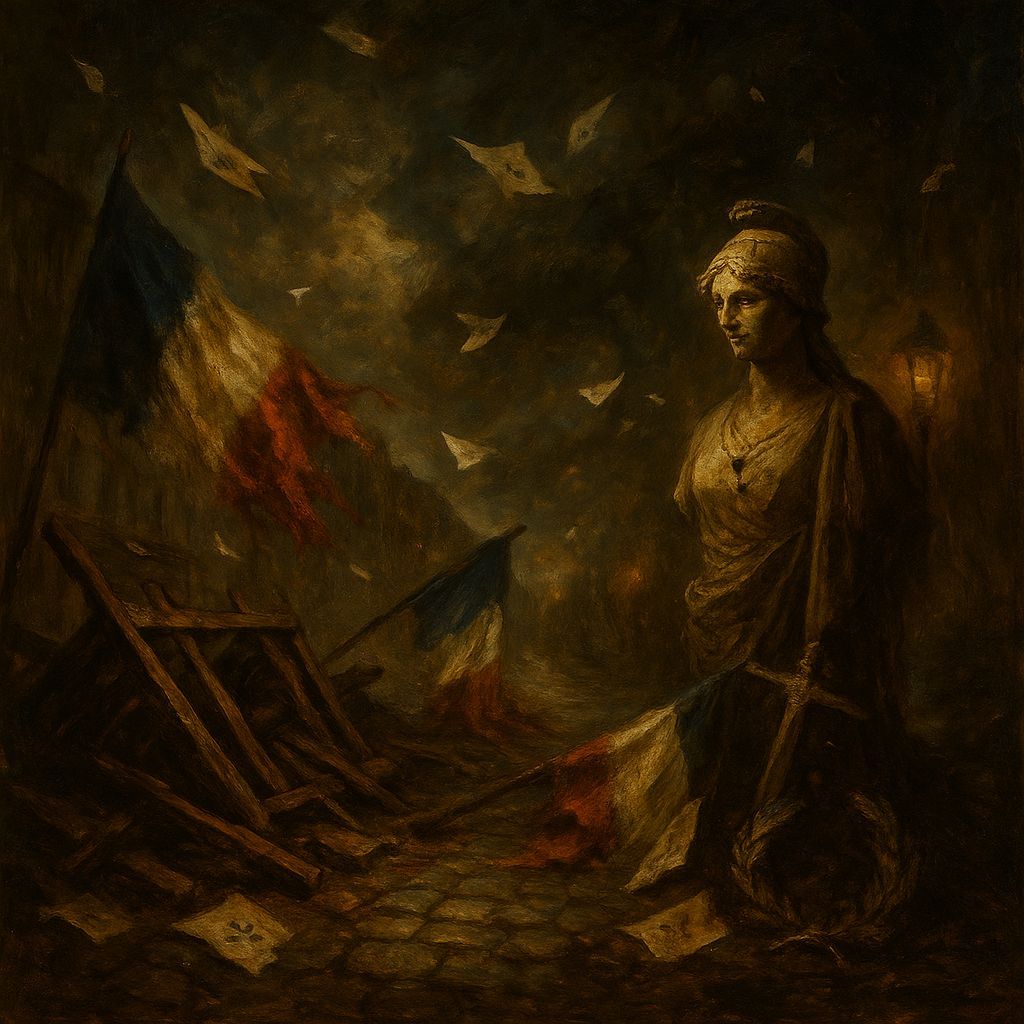 O Gallië, de chaose is volcomen! Heer Lecornu legt na gheen maent alreê den staf neder. De driekleur scheurt, papieren dwarrelen, en ’t hof speelt stoelendans bij stormlicht. Wie is morgen premier? #FranscheChaose #Lecornu