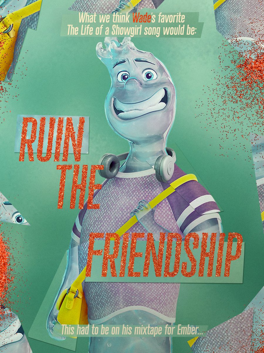 Wade Ripple from Elemental spotted here!💧💦
Clever idea to choose "Ruin the Friendship" as one of his fav songs!