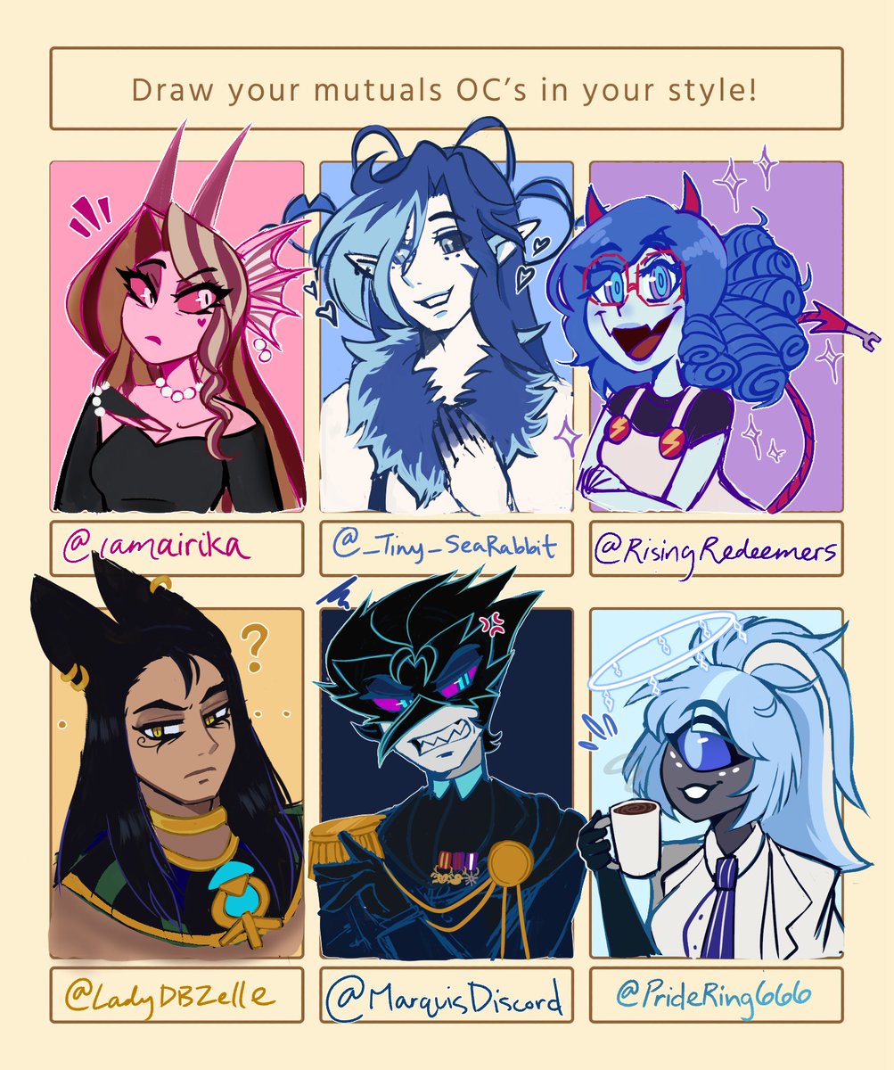 lazybee_art's tweet image. I finally finished it 
work and school gave me burnout 💀
I had fun drawing your OCs ☺️💕