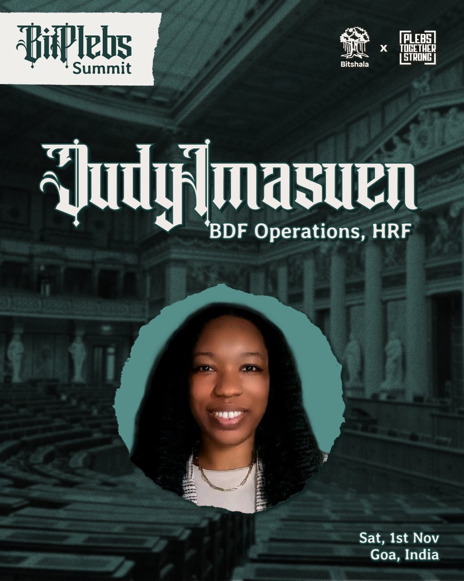 Bitplebs_in's tweet image. A lawyer and developer, @jnpunch from @HRF&apos;s Bitcoin Development Fund supports global open-source devs building freedom tech. 

She joins BitPlebs Summit, to share how Bitcoin FOSS is transforming lives worldwide.

🗓️ 1–2 Nov
📍 Goa, India
🎟️ lu.ma/bitplebs