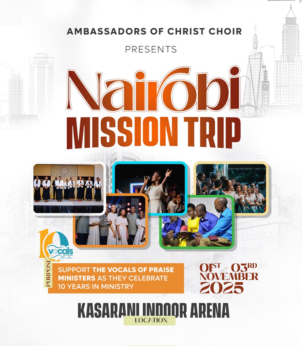 🚨 NEWS UPDATE 🚨 After Kampala, Nairobi is next! 
Following their historic ministry in Kampala, <a href="/ambassadorsrw/">Ambassadors of Christ Choir</a>  is set for another evangelical mission in Nairobi from November 1st–3rd.This upcoming trip marks yet another milestone in their journey of impacting lives....