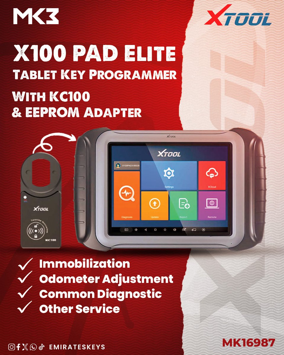 NDelhiEmirKeys's tweet image. 🚗💡XTOOL X100 PAD ELITE – Tablet Key Programmer with KC100 & EEPROM Adapter💡🚗
📱 +971525004707
#XTOOL #X100PADElite #KeyProgrammer #AutoDiagnostic #EEPROM #KC100 #EmiratesKeys #CarTech #AutomotiveTools #LocksmithTools