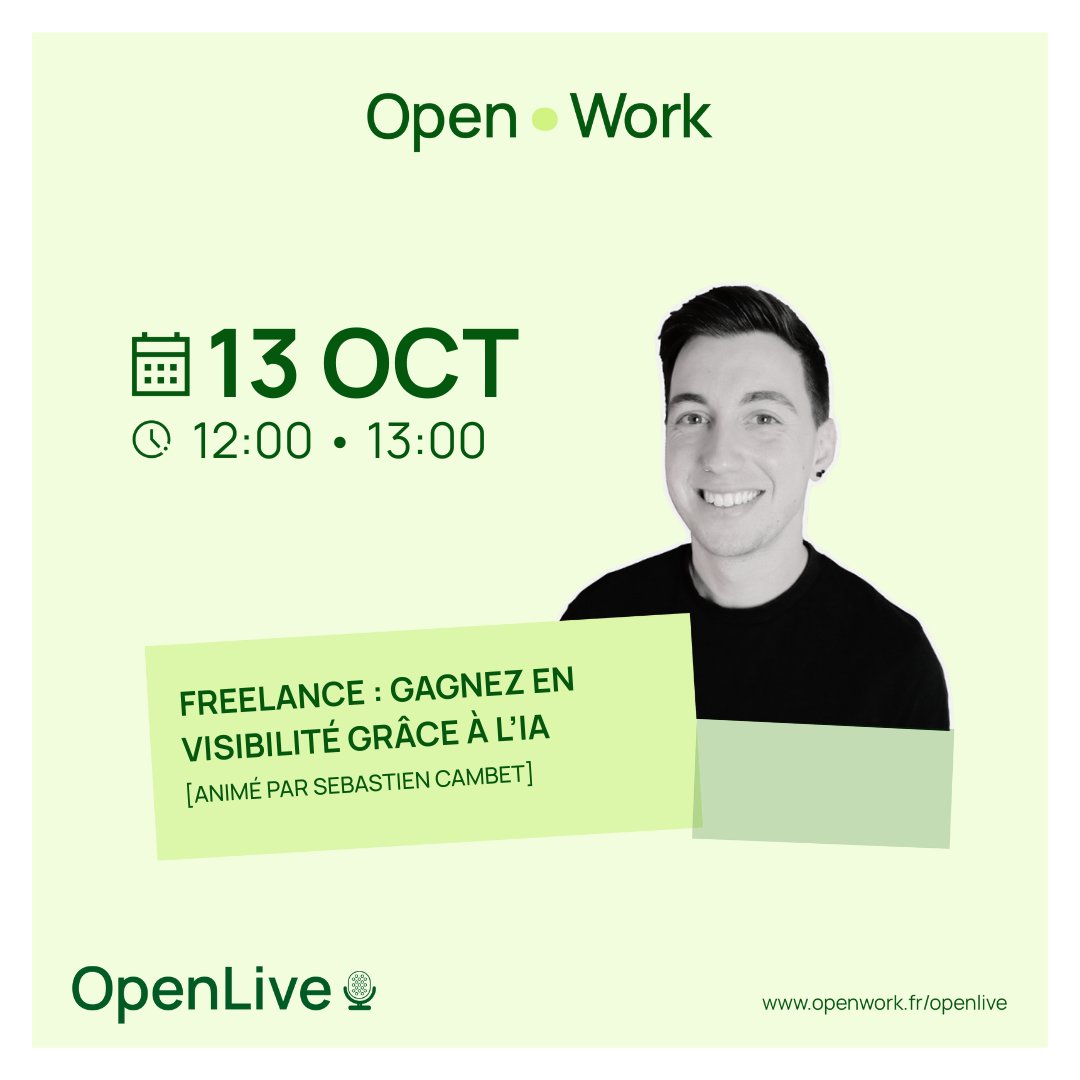 🚀 Freelances : et si l’IA vous aidait à gagner en visibilité sans y passer vos journées ?
Participez au webinar de Sébastien Cambet pour apprendre à créer du contenu cohérent, impactant et régulier grâce à l’IA.
📅 13 oct. à 12h
👉 eu1.hubs.ly/H0nrwxg0