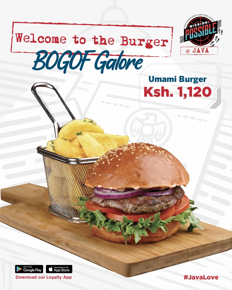 javahouseafrica's tweet image. We have a range of Burgers available on our Monday BOGOF deal! Order yours today!​
#JavaLove