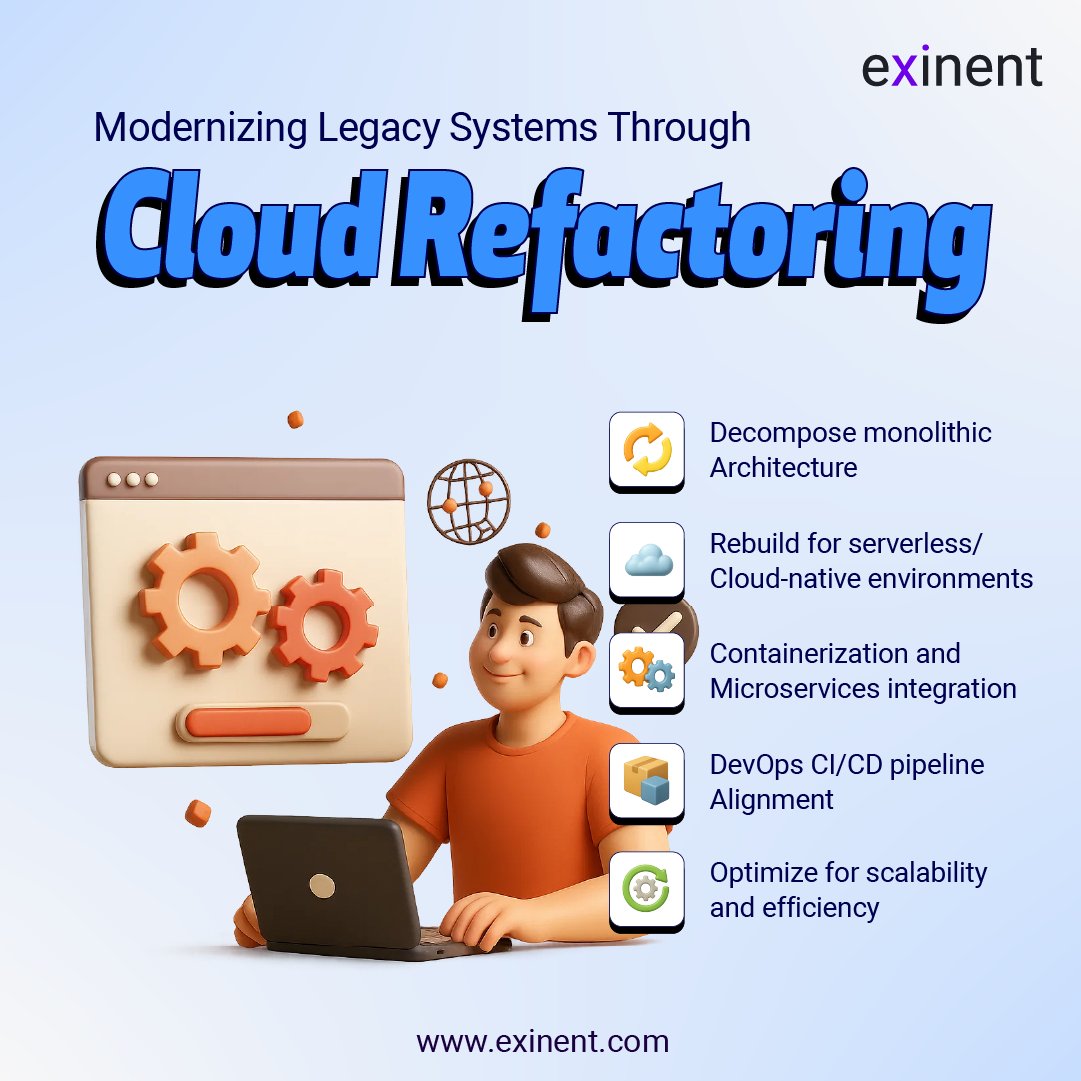 Exinentllc's tweet image. Still stuck with legacy tech? Exinent helps businesses refactor legacy systems into modern, agile, cloud-native apps that scale and evolve with market demands. 
Read More : exinent.com/cloud-migratio…
#LegacyModernization #CloudRefactoring #DevOps #Exinent