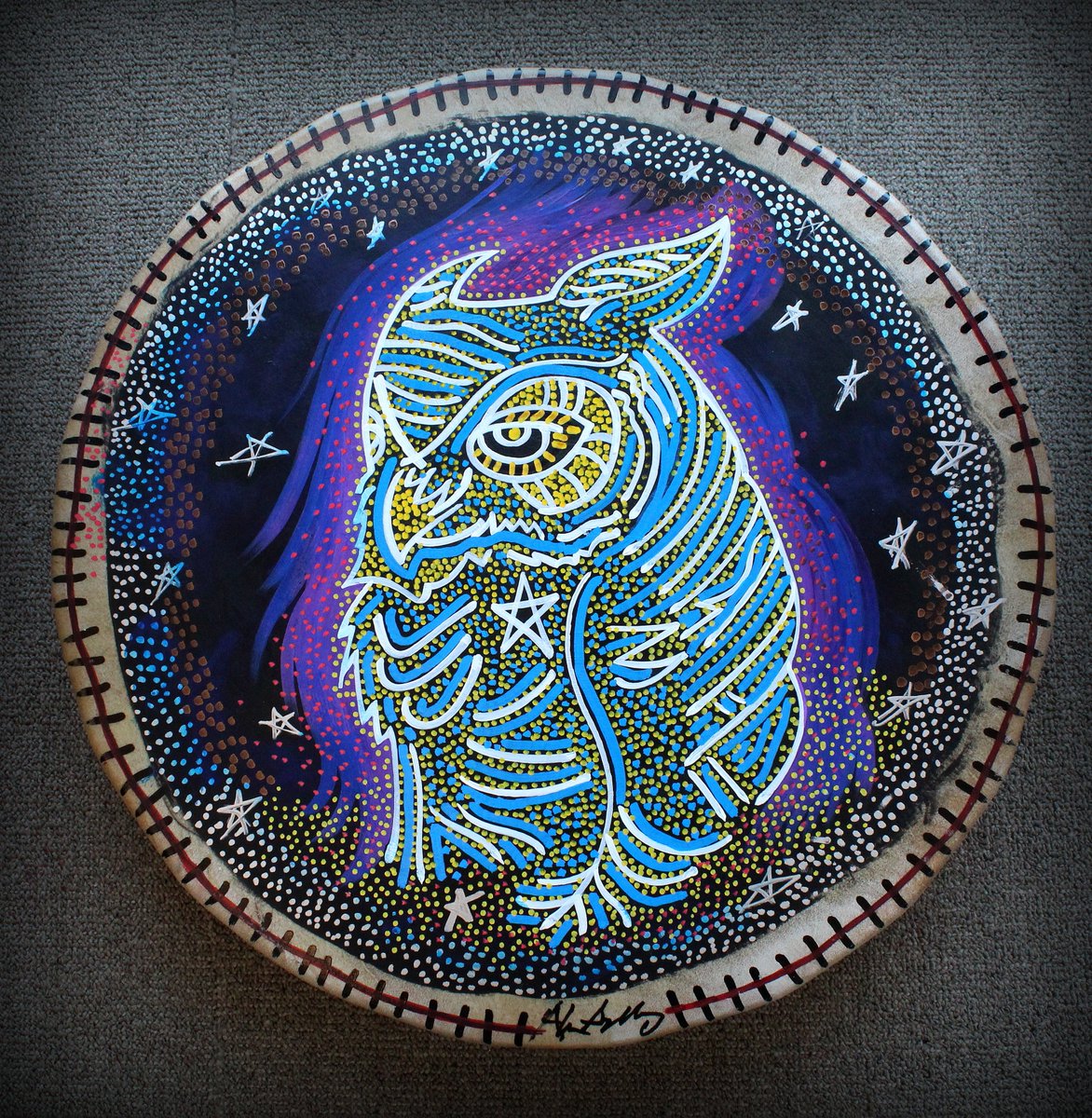 October 6, 2025
The Daily Drum
Today’s drum features “The Owl”.
In most Native American tribes, owls are a symbol of death. 
Have a Great Day!