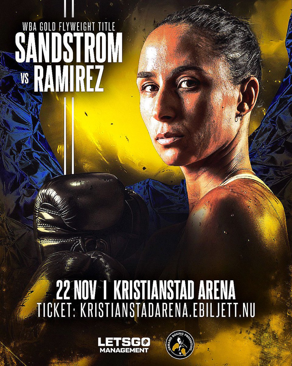 GOING FOR GOLD 🥊🏆

<a href="/sandstromboxer/">Linn Sandstrom</a> Will be fighting for the WBA Gold Flyweight Title!
Let's Goooooo!!!!

🗓️ 22 Nov 
📍Kristianstad Arena 🏴󠁧󠁢󠁳󠁣󠁴󠁿
