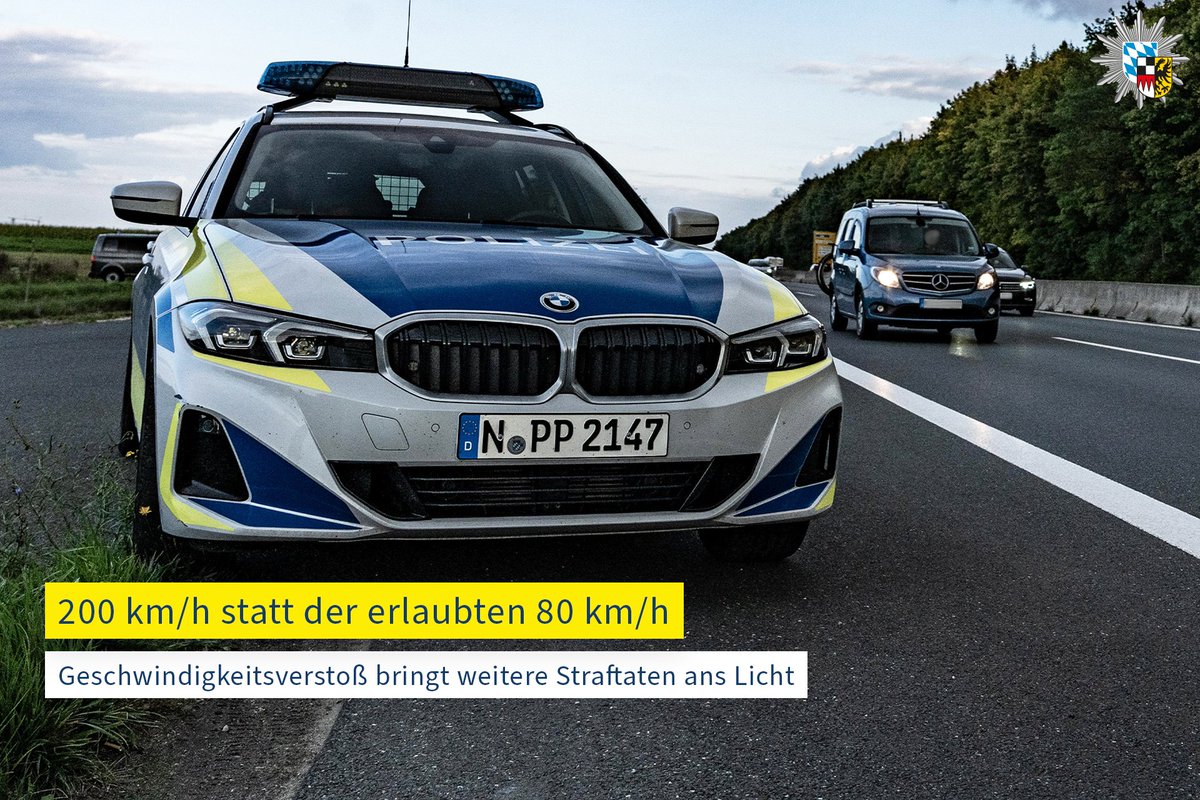 Ein syrischer Pkw-Fahrer wurde mit 200 km/h bei erlaubten 80 km/h auf dem Frankenschnellweg gestoppt. Sein Führerschein war gefälscht und er besaß keine gültige Fahrerlaubnis. Die Weiterfahrt wurde ihm untersagt, es erfolgte Anzeige.