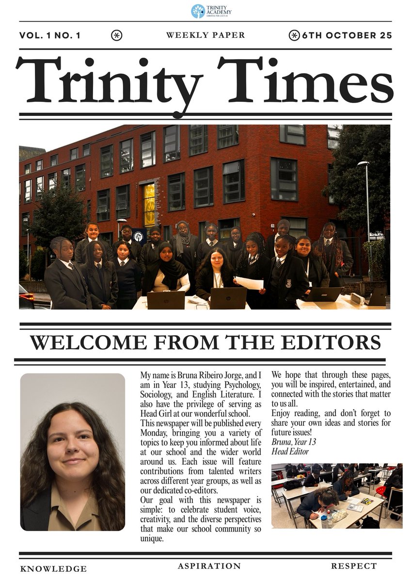 📣 Introducing the Trinity Times! 🗞️
Our first-ever student newspaper is here — written by students, for students. From Trek Day to student life, it’s full of creativity and insight. 🌍💬
👏 Huge congrats to our amazing writers!
 #StudentVoice #TrinityTimes