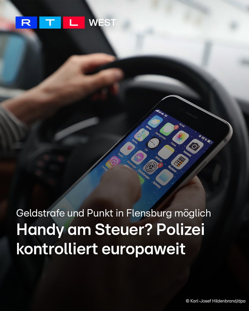 RTLWEST's tweet image. Ab heute schaut die #Polizei in #NRW ganz genau hin! Eine Woche lang gibt es landesweit Schwerpunktkontrollen gegen Ablenkung am Steuer. Wer während der Fahrt aufs Handy schaut, riskiert #Strafe und Punkte. Auch Laster- und Radfahrer werden kontrolliert. Die Aktion ist Teil der