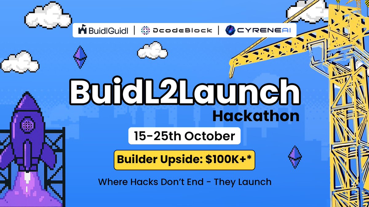 dcodeblock24's tweet image. Hacks don’t stop at demo day — they LAUNCH. ⚡

We’re kicking off BuidL2Launch Hackathon,
A 10-day hackathon followed by a 2-week Hack2Launch sprint where real builders get mentored, refine, and launch live MVPs.

- Built with @buidlguidl 
- Mentored by YC founders
- Launched…