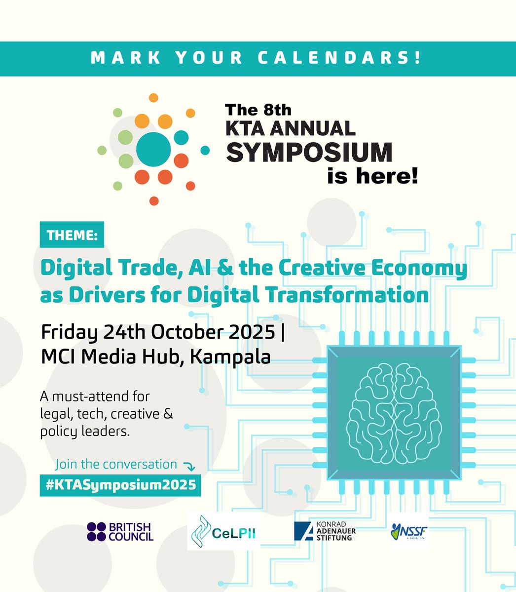 The KTA Annual Symposium (@ktasymposium) on Twitter photo For 7 editions, #KTASymposium2025 has sparked conversations that have shaped Intellectual Property & Technology policy.
This year, we go bigger as we explore Digital Trade, Artificial Intelligence & the Creative Economy.
24th Oct 2025 | <a href="/mcimediahub/">MCI Media Hub</a>
Mark your calendars! For 7 editions, #KTASymposium2025 has sparked conversations that have shaped Intellectual Property & Technology policy.
This year, we go bigger as we explore Digital Trade, Artificial Intelligence & the Creative Economy.
24th Oct 2025 | <a href="/mcimediahub/">MCI Media Hub</a>
Mark your calendars!